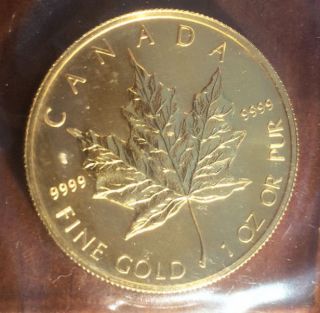 2006.  9999 Fine Gold Canadian Maple Leaf Coin 50 Dollars,  Uncirculated 1 Oz Pur photo