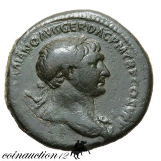 Roman Bronze Dupondius Trajan Spqr Optimo Principi S C photo