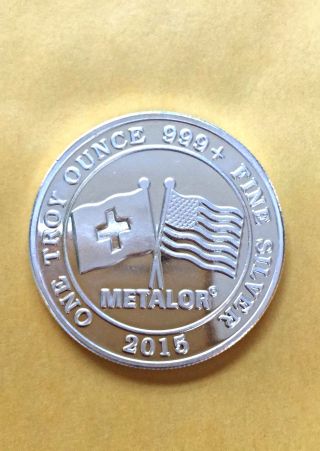 . 999,  Fine Silver 1 Oz Metalor Round Swiss And American Silver Coin Rare Bullion photo