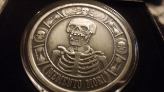 1 Oz Silver Coin Proof Antiqued Memento Mori Last Laugh.  Anonymous Mintonly2000 photo