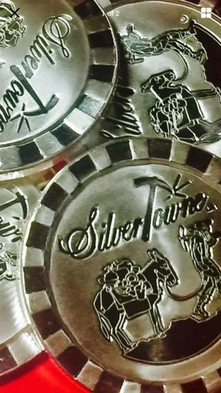 Four 1 Oz.  999 Silvertowne Stackable Poker Chip Interlocking Fine Silver Round photo