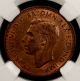 Great Britain 1/2 Penny 1944 Ngc Ms 64 Rb Unc Bronze Half Penny photo 2