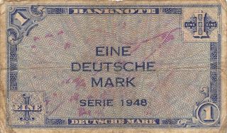 Germany 1 Deutsche Mark Series Of 1948 Circulated Banknote Em30ep photo