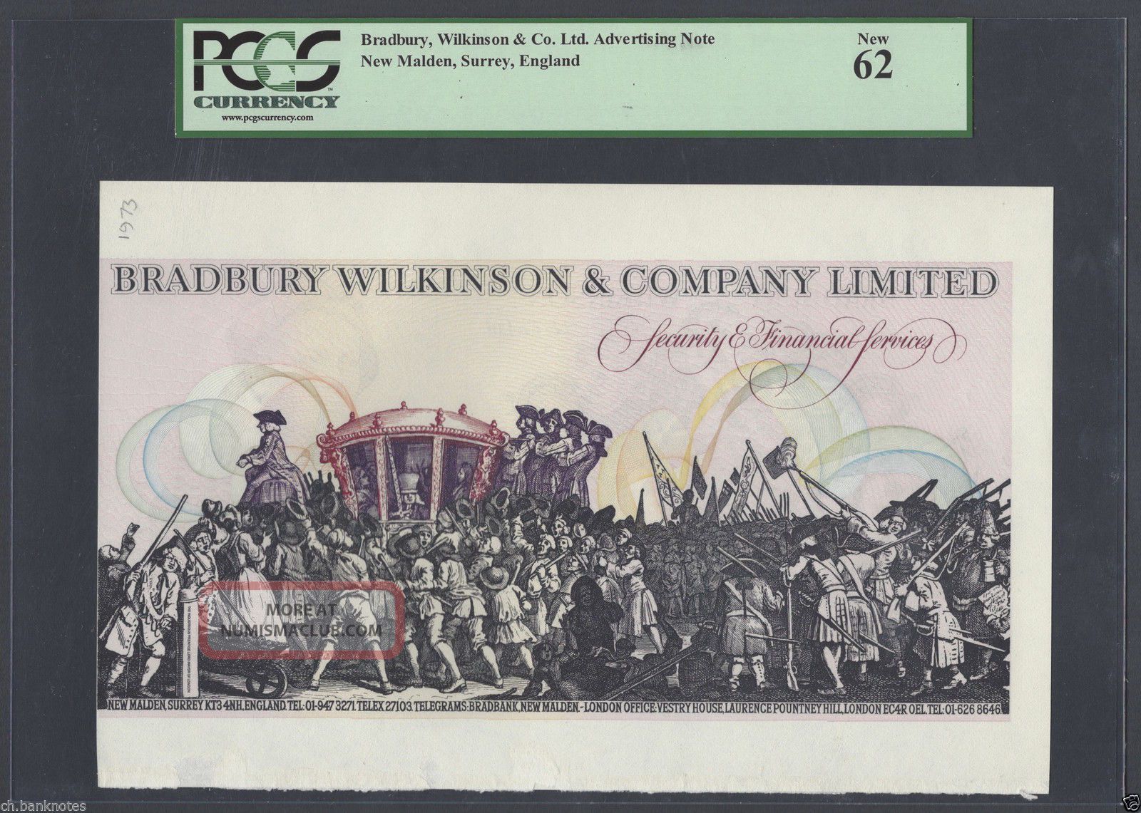 Bradbury,  Wilkinson & Co.  Ltd No Unit,  William Hogarth Bw - 281 Uncirculated Europe photo