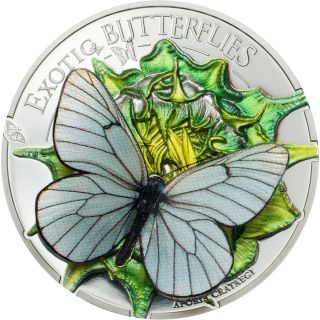 Mongolia 2017 500 Togrog Butterfly 3d Exotic - Aporia Crataegi Silver Coin photo