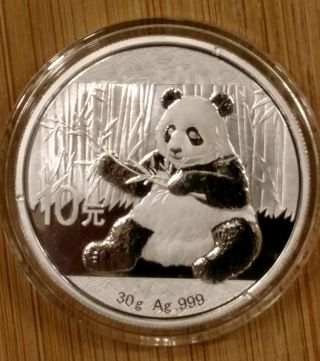 2017 China 10 Yuan 30g Silver Panda Gem Bu In Cap photo