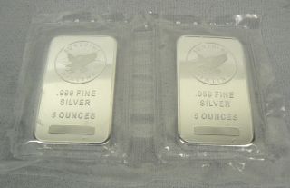 5 Oz Sunshine Minting.  999 Fine Silver Bar (2 Available) photo