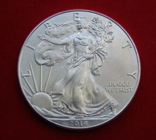 2014 Silver Dollar Coin 1 Troy Oz American Eagle Walking Liberty.  999 Fine photo