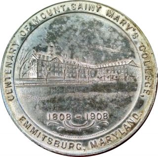 1908 Mount St.  Marys College Emmitsburg Maryland Centennial Silver Medal photo