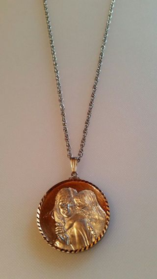 1 Oz Silver Round.  999 Mothers Day 1975 High Relief Coin Sterling Necklace photo