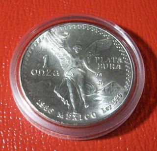1986 Mexican Libertad 1 Oz Silver Coin Bu. photo