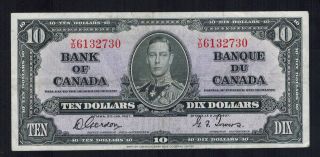 1937 Canada Ten Dollar Note In E/f45 Ser Yd6132730 Go/to photo