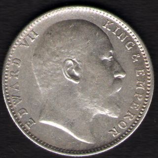 British India - 1907 - Edward Vii One Rupee Silver X - Fine Coin Ex - Rare Date photo