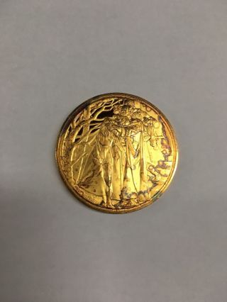 24k Gold Platted On Sterling Silver Art Medal Shakespeare.  43mm 40.  9 Grams.  925 photo