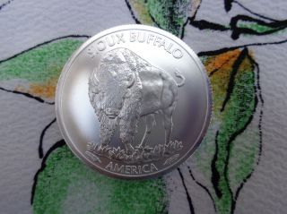 1 Oz.  2015 Native American $1 Sioux Indian Buffalo Coin.  999 Fine Silver photo