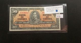 Canada 1937 $50 Dollar Bill Banknote George Iv Gordon - Towers photo