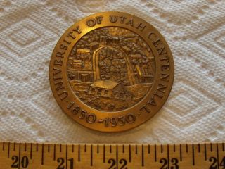 Very Large 1950 University Of Utah Centennial Medal Bronze photo