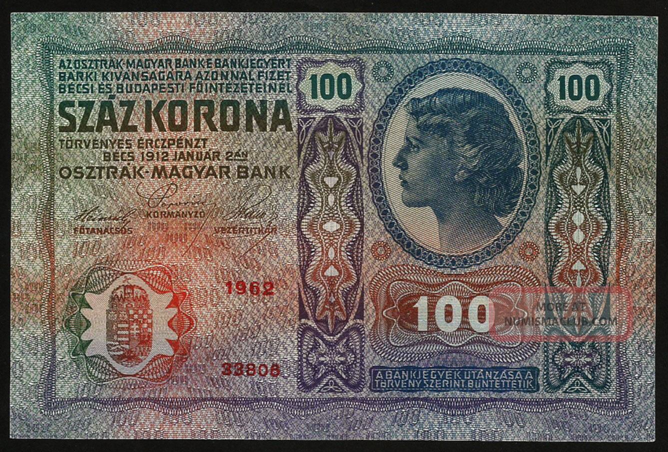 Austria Hungary 100 Kronen 1912 Xf P.  12 Europe photo