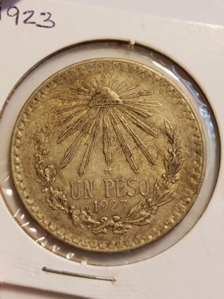 1923 Mexico Estados Unidos Mexicanos Peso Silver Coin photo