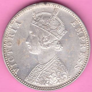 British India - 1890 - ' B ' Incuse - One Rupee - Victoria Queen - Rarest Silver Coin - 21 photo