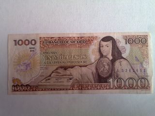 1000 Peso Mexico Banknote 1985 Unc,  Bdm photo