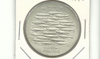 Finland 1979 25 Markkaa Silver Unc Coin photo