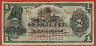 Republique D ' Haiti Law 1916 Red Overprint 1 Gourde (pick 137) photo