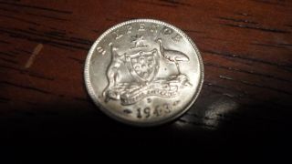 Australia 6 Pence 1943 D Uncirculated 0.  9250 Silver Coin photo