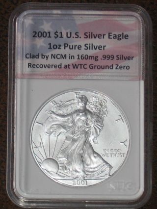 Wtc 2001 Silver Eagle World Trade Center Recovery Ntc Uncirculated Us Tones 1 Oz photo