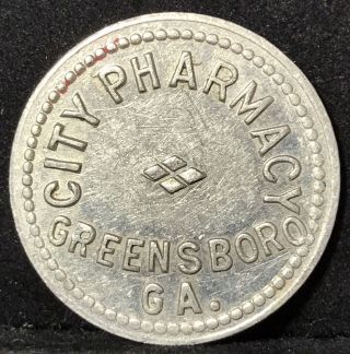 Antique Aluminum City Pharmacy Greensboro Ga Good For 5 Cents In Trade Token photo