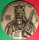 King / Alphonso I / The Founder / Bronze Medal By Antunes / 373g - 3.  9inches - 100mm Exonumia photo 1