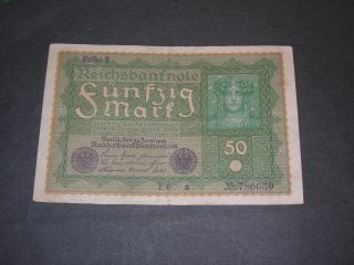 Germany 1919 50 Mark Banknote Early Inflation Era photo