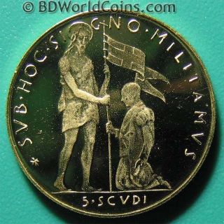 1978 Malta 5 Scudi Gold Proof Angelo De Mojana Rare Maltese Coin Mint=1,  000 photo