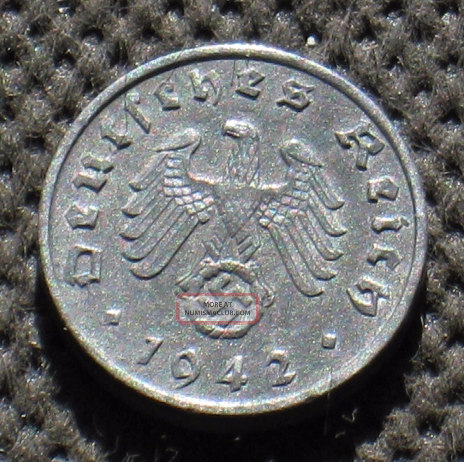 Rare Coin Nazi Germany 1 Reichspfennig 1942 A Berlin Swastika World War Ii Germany photo