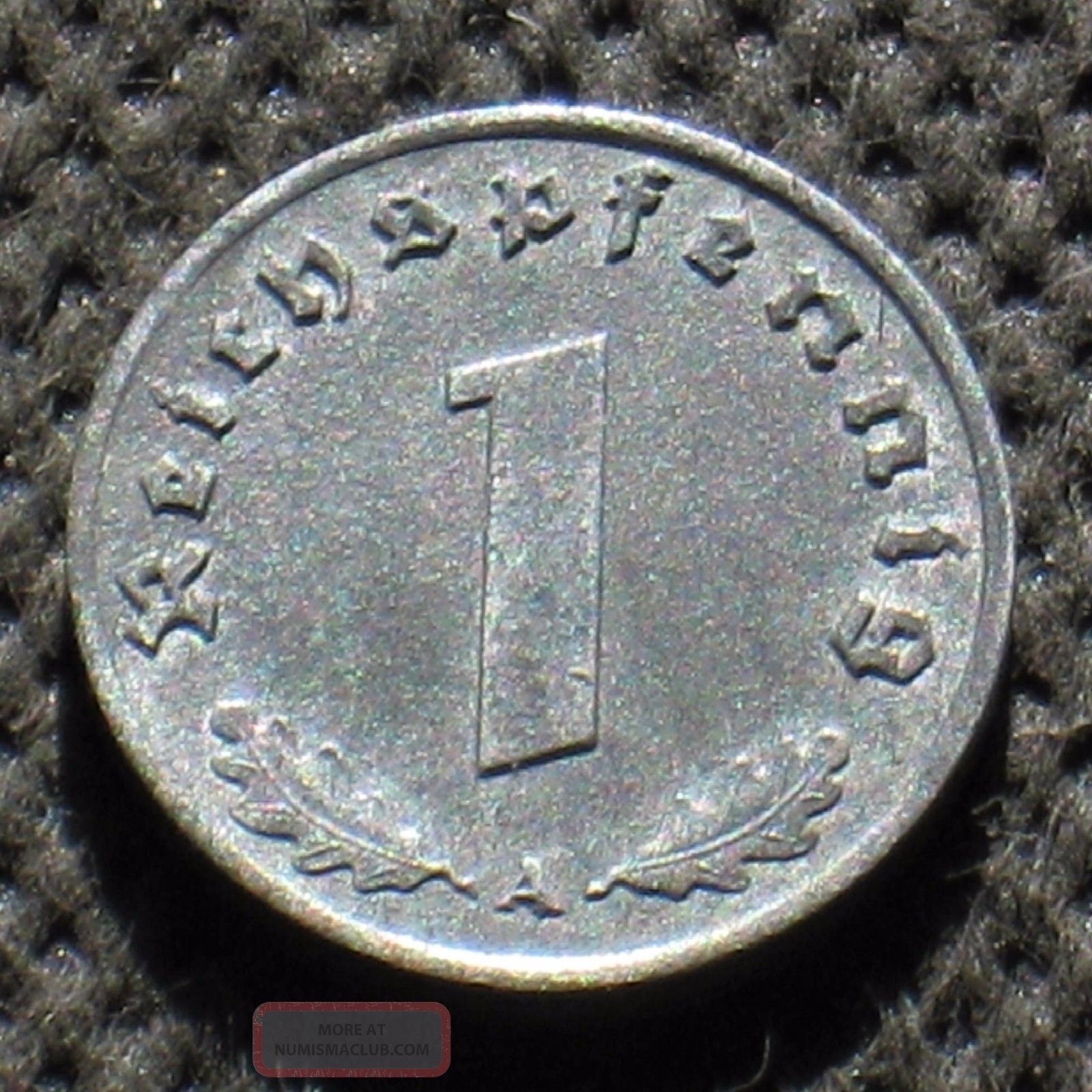 thumbnail image 2 of WWII German 1 Reichspfennig Coin - High Grade With Original Luster & Big Eagle (XF+ To AU) 2 of 3