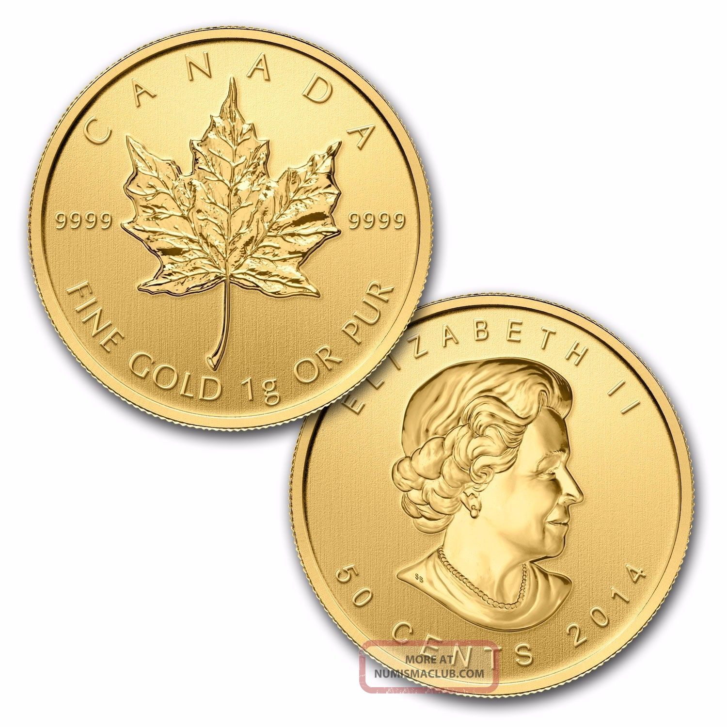 1 Gram 999 Pure Gold Canadian Maple Leaf Coin
