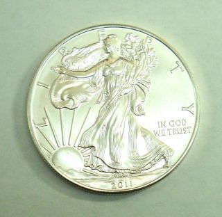 2011 American Silver Eagle Gem Bu One Dollar One Troy Oz.  999 Fine Silver Coin photo