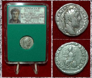 Ancient Roman Empire Coin Of Commodus Roma On Reverse Silver Denarius photo
