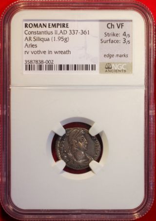Ecoins Australia Ar Siliqua Constantius Ii Ngc Ch Vf Certified Roman Coin photo