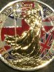2016 Uk Patriotic Flag Britannia 1oz Silver Coin - 24kt Gold UK (Great Britain) photo 2
