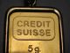 5 Gram Credit Suisse.  9999 Fine Gold Bar In 18k Gold 1g Bezel.  Serial 777740 Gold photo 2
