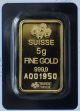 Pamp Suisse Swiss Gold Bar 5 Grams 999.  9 Fine Certified Essayeur Fondeur 04521 Gold photo 2