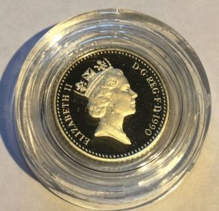 1990 Great Britain Silver Proof Piedfort Five Pence Coin Box W/coa photo