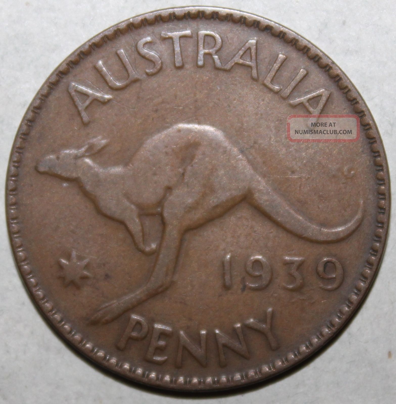 Australian 1 Penny Coin,  1939 Melbourne - Km 36 - Australia - George Vi One Pre-Decimal photo