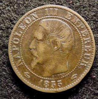 1855 A France 5 Centimes - Napoleon Iii Coin,  Km 777.  1 (623) photo