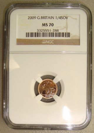 2009 Great Britain Elizabeth Ii Gold 1/4 Sovereign Ngc Ms70 photo