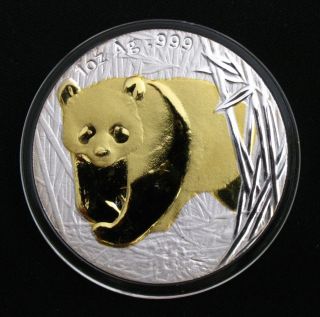 2002 Chinese Giant Panda China Gold Silver Bi - Metallic Commemorative Coin photo