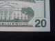 2009 $20 Us Dollar Bank Note Je 92988929 E Radar / 3 Digit Bookend Bill Usd Cu Small Size Notes photo 9