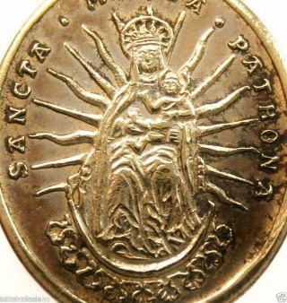 Patroness Virgin Mary & Saint Lambert - & Rare Antique Medal Pendant photo
