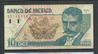 Mexico 1994 10 Pesos P 105a Circulated photo